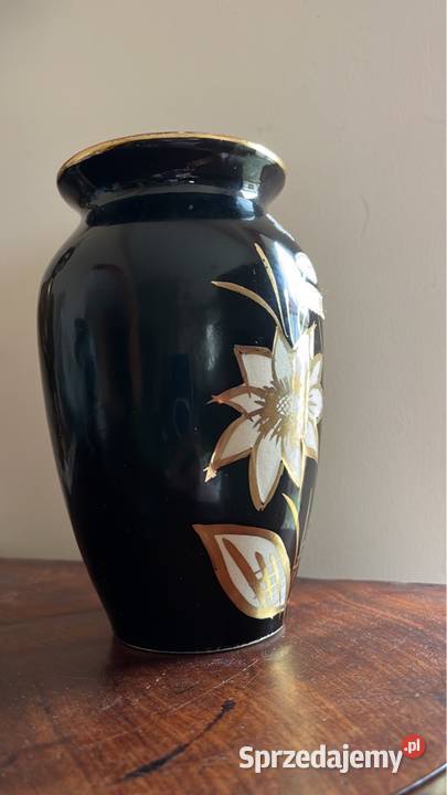 Wazon Scheirch Poreibn Czarny kobalt z kwiatami Gdańsk