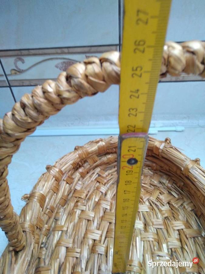 Koszyk ze słomy z czasów PRL Rękodzieło Pszów