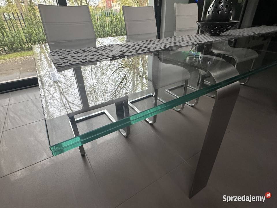 Luksusowy Stół szklany z nogami z nierdzewnymi 240cm Bydgoszcz