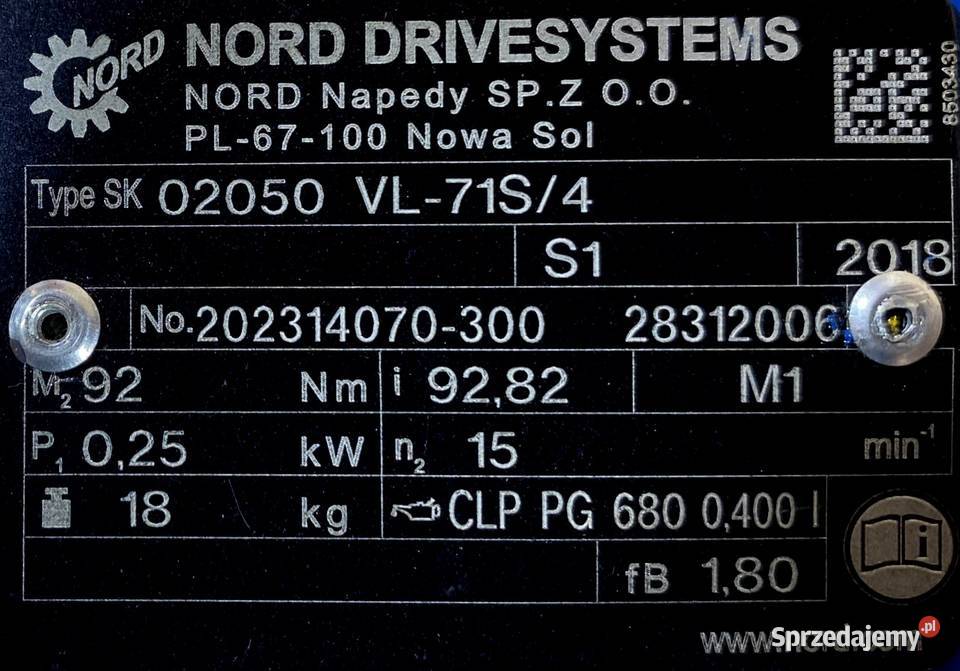 motoreduktor przekładnia 025kW 15obr 3fazowy Pigża