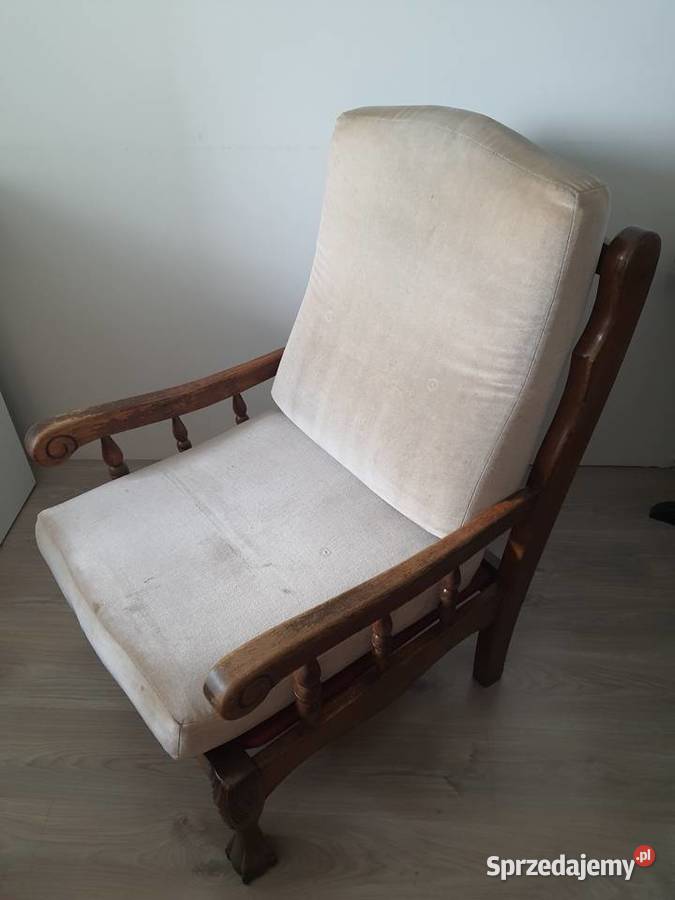 Stary drewniany stylowy fotel wypoczynek 2 szt