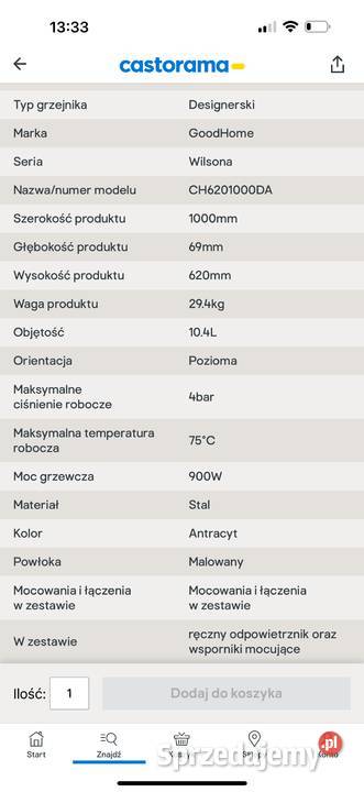 Grzejnik Dekoracyjny czarny Wilsona Legnica