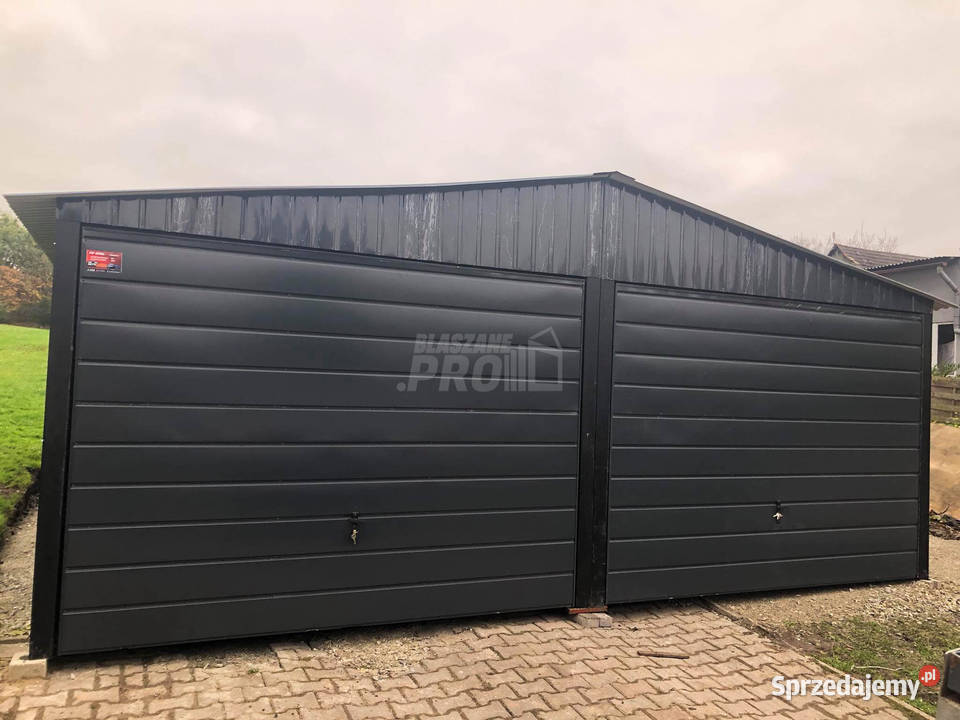 Garaż blaszany 6x6 2x Brama uchylna Czarny Dach samodzielny Sprzedaż Białystok
