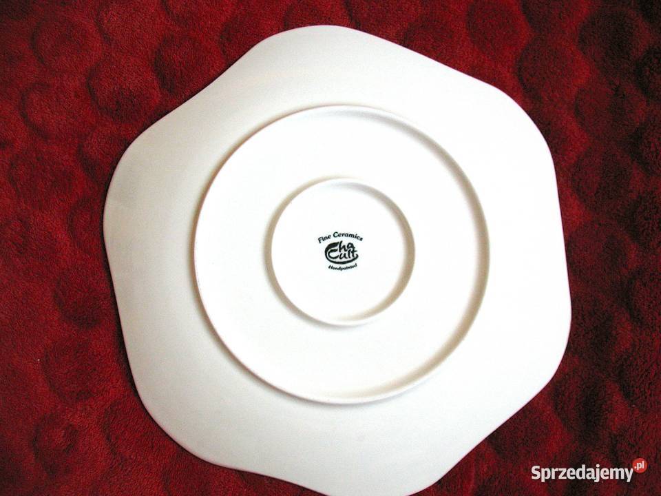 Talerz deserowy z kotem Cha Cult Fine Ceramics wielokolorowy Siedlce