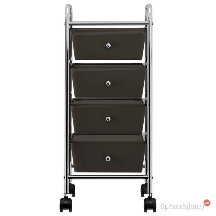 vidaXL Wózek z 4 szufladami czarny Pojemniki i szuflady mazowieckie Warszawa