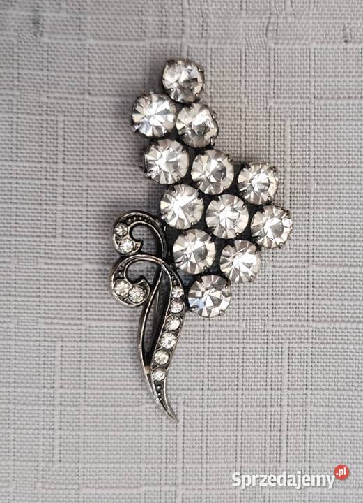 Broszka z cyrkoniami posrebrzana posrebrzane śląskie Katowice sprzedam