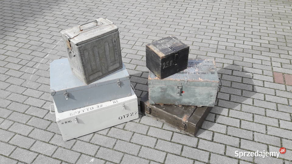Skrzynka skrzynia wojskowa drewniana Vintage Gdynia