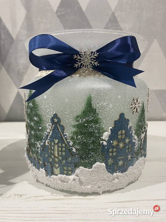 Szklany zimowy lampion Szczecinek