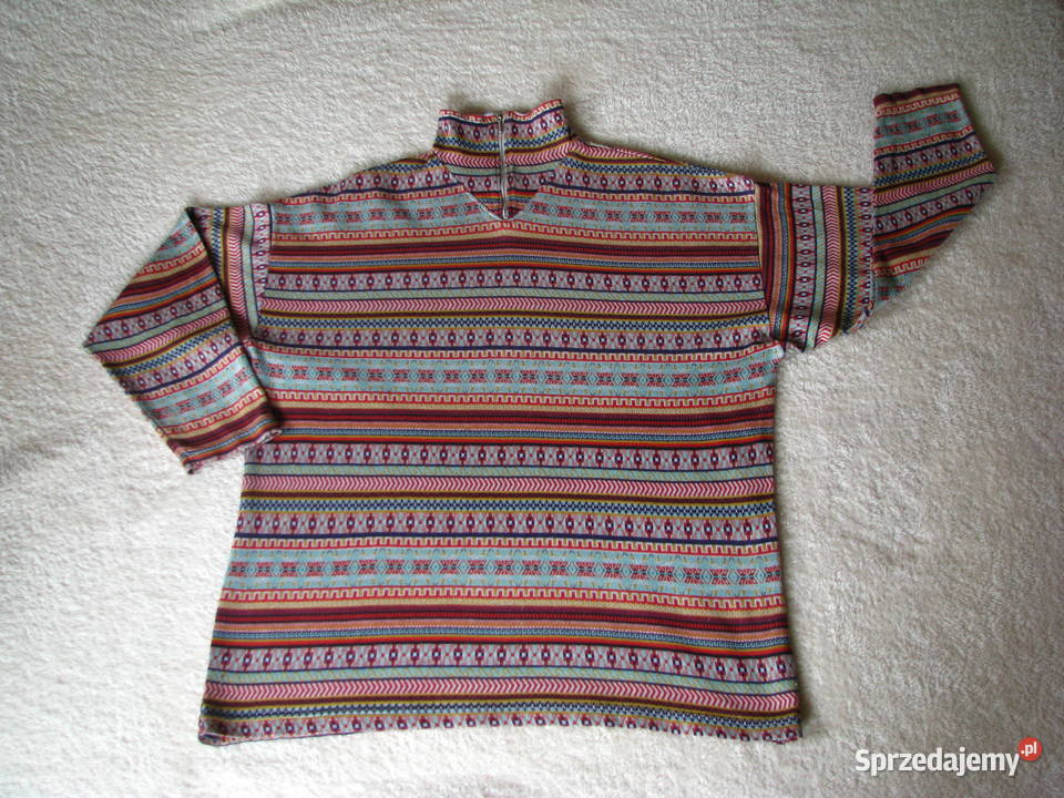 Bluza golf rozpinany pod szyją z geometrycznymi Brzegi