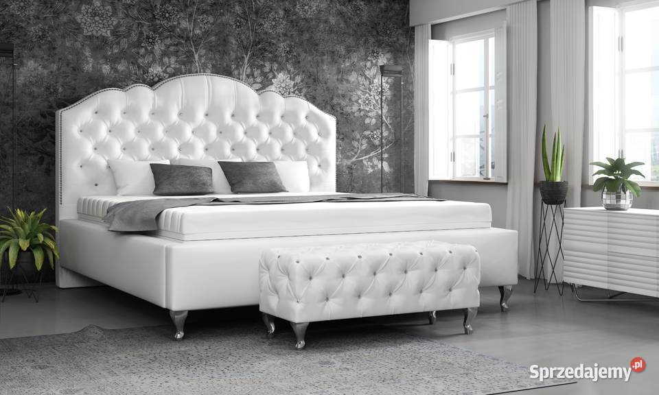 Łóżko Boss 160x200 białe glamour + stelaż