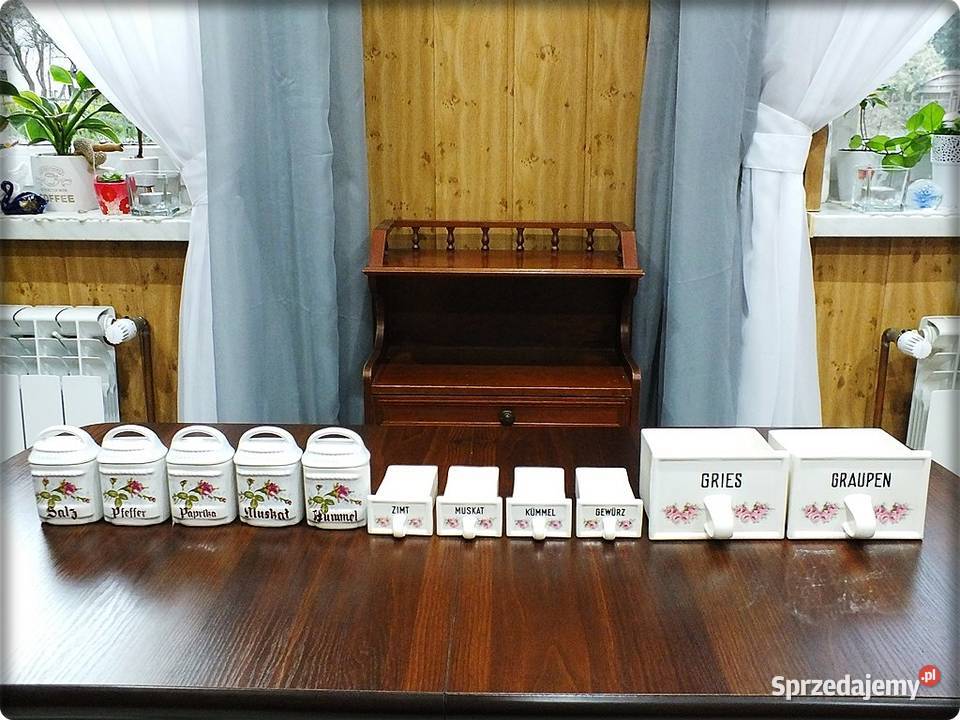 Zestaw Stare pojemniki kuchenne porcelana Żary