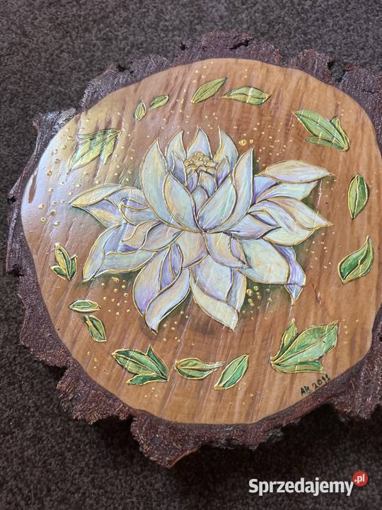 Obraz na desce dębowej kwiat lilia Rękodzieło Zabrze