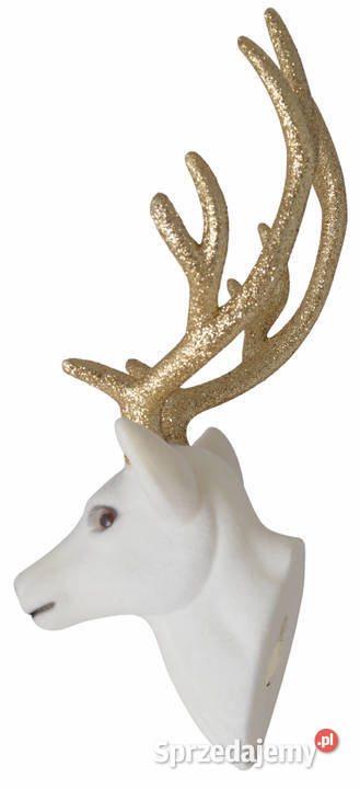 Welurowa głowa renifera biała duża Skierniewice
