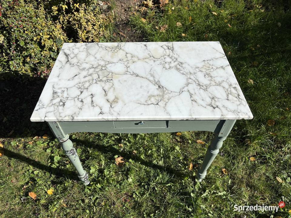 Stolik Angielski marmur Carrara Meble Antyki, Sztuka, Kolekcje