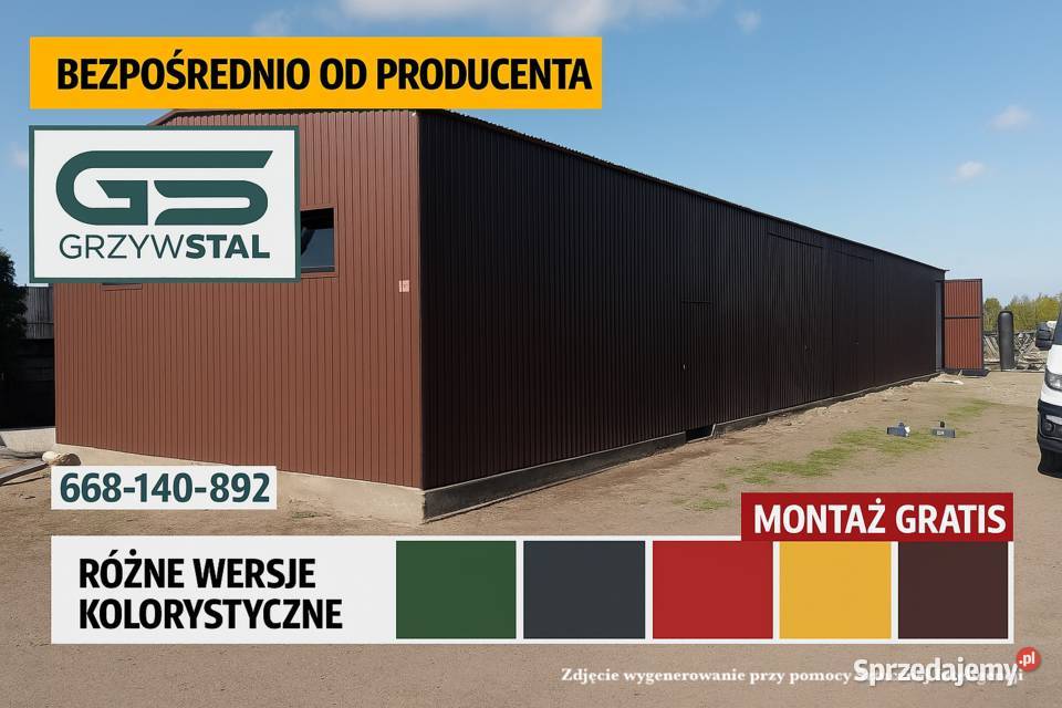 Długi Garaż Blaszany HALA Magazyn na Maszyny Sprzedaż Strzyżów