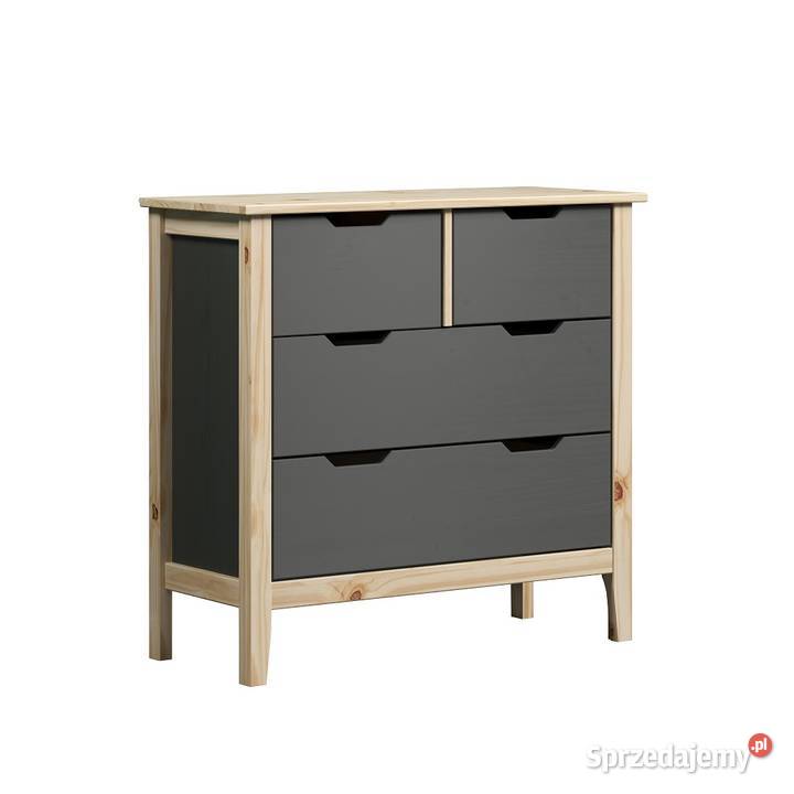 LATERA KOMODA 4 SZUFLADY SZARA SOSNOWA 39cm