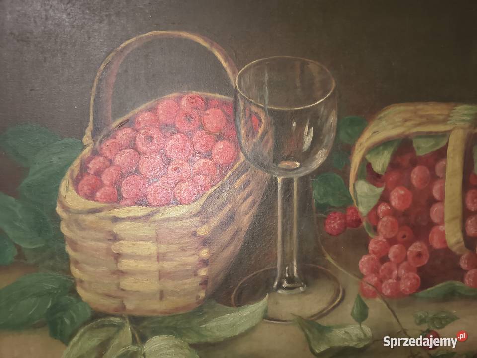 Obraz martwa natura z owocami w ozdobnej ramie łódzkie Chorzew