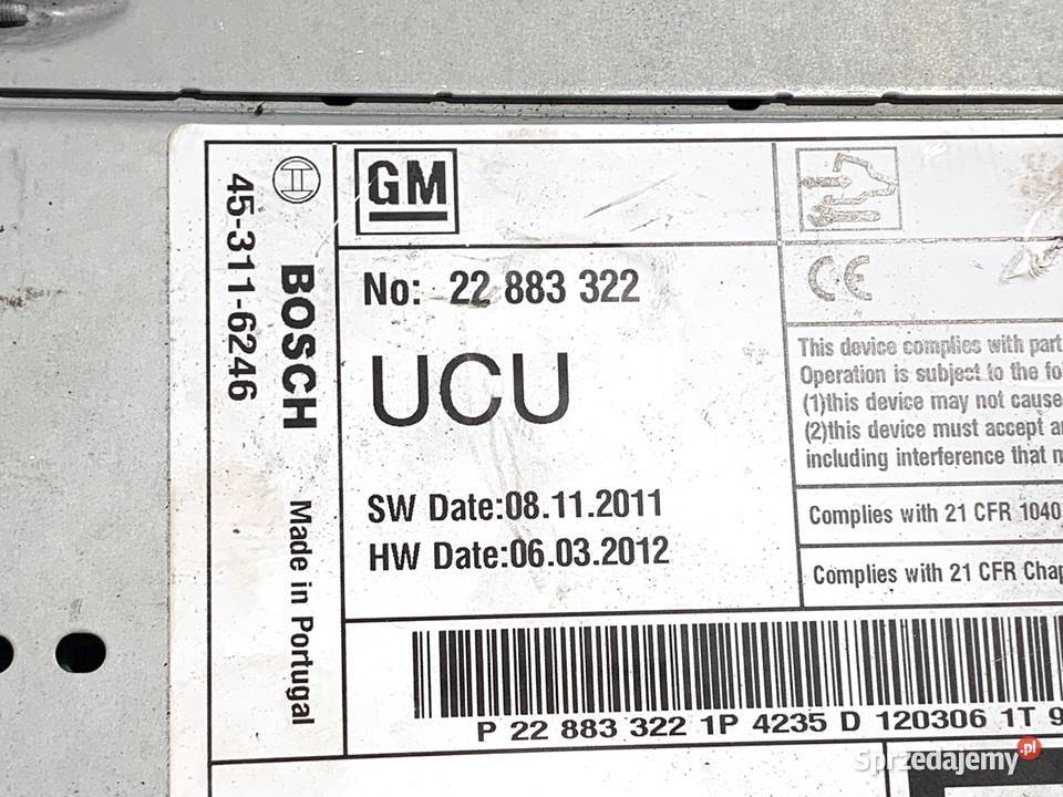 RADIO NAWIGACJA OPEL INSIGNIA A 22883322 0817 Motoryzacja