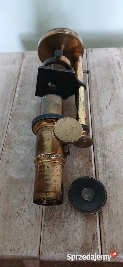 Zabytkowy mosiezny mikroskop z XX w Kraków