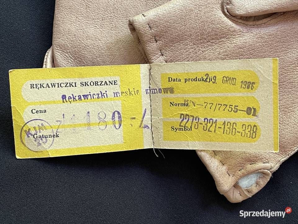 Rękawiczki skórzane zimowe męskie PRL unikat Kołobrzeg sprzedam