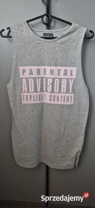 Szary Tshirt Parental Advisory z nadrukiem S Warszawa sprzedam