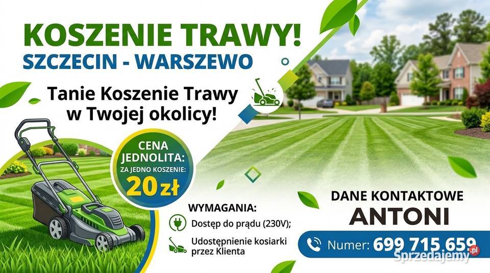 Koszenie Trawy w Dzielnicy Warszewo w Szczecinie Szczecin ogród