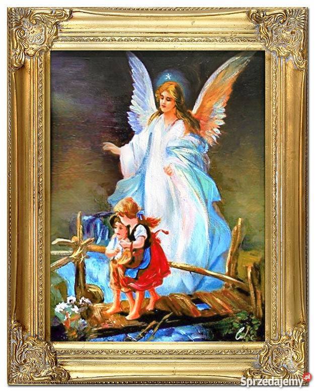 obraz olejny anioł stróż komunia chrzciny duży wybór