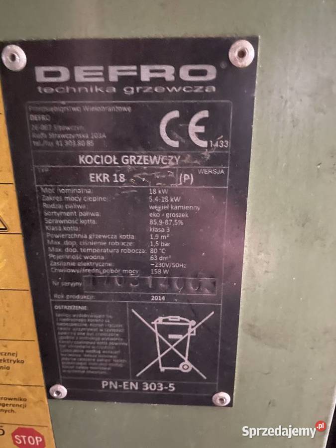 Kocioł DEFRO EKR 18 kW na Ekogroszek Radomsko