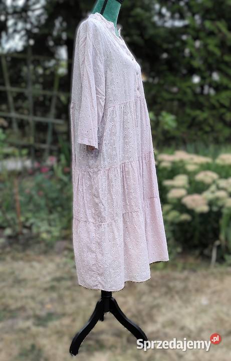 Długa sukienka kwiaty XL 42 bawełna floral luźna Szczecin