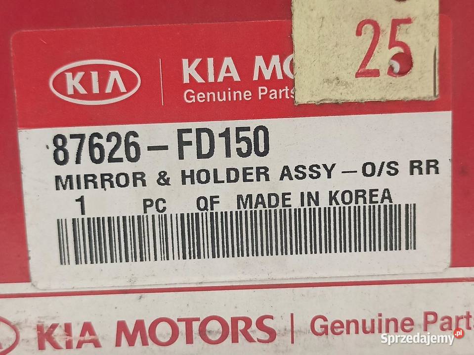 WKŁAD LUSTERKA PRAWY KIA RIO 20002005 ORYGINAŁ osobowe Karoseria lubelskie