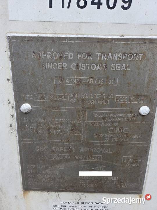 40HCRF Chłodnia 12 metrowa produkcja 2013 Gdynia sprzedam
