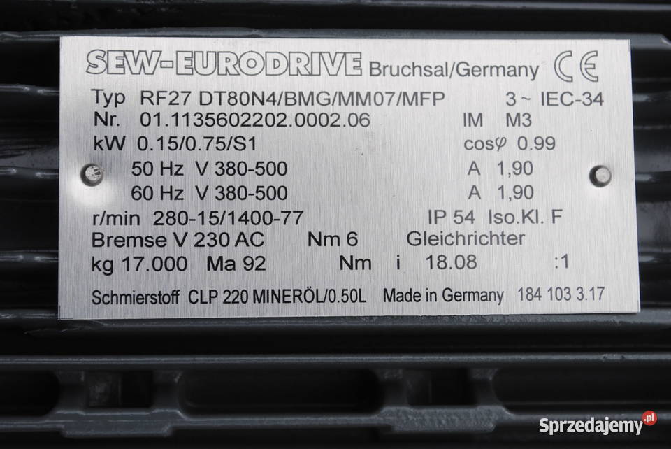 Motoreduktor kołnierzowy 015075kw 1577obr Pozostałe Kargowa