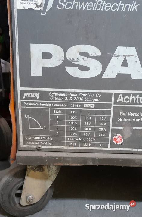 Plasma PSA 100 Rehm Schweisstechnik GmbH Zielęcice sprzedam
