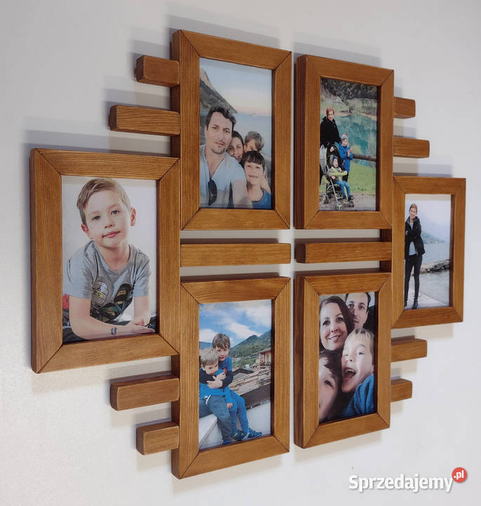 Drewniana Multirama Ramka na 6 zdjęć 10x15