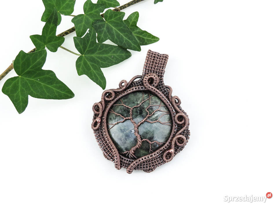 Dwustronny miedziany wisior drzewo życia Rękodzieło