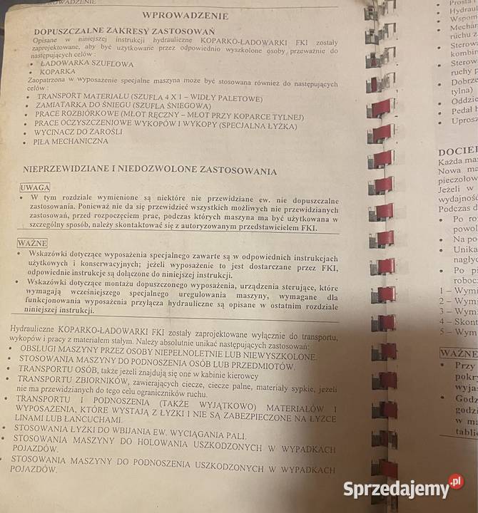 Instrukcja obsługi koparkoładowarka hydrauliczna małopolskie Chełmiec