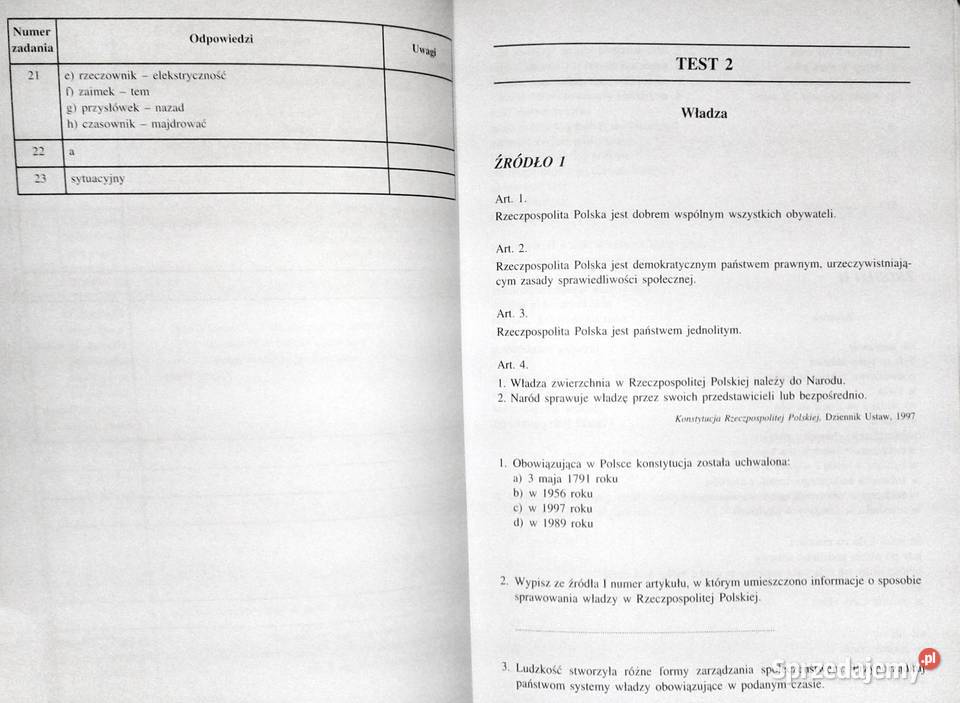 Zestawy testów gimnazjalistów Przedmioty Chełm