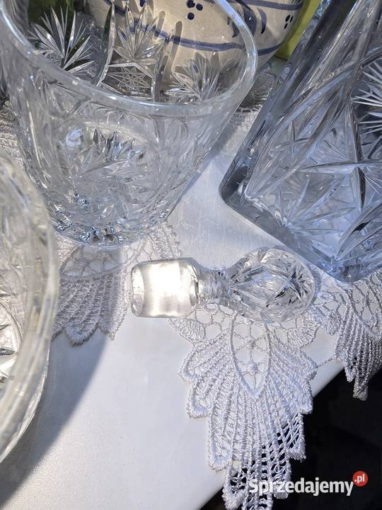 Kryształowa karafka plus 2 szklanki do whisky śląskie