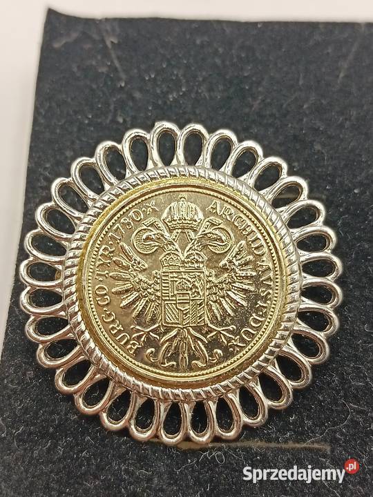 BIŻUTERIA BROSZKA PIĘKNA MONETA KWIAT Ozdoby Zamość