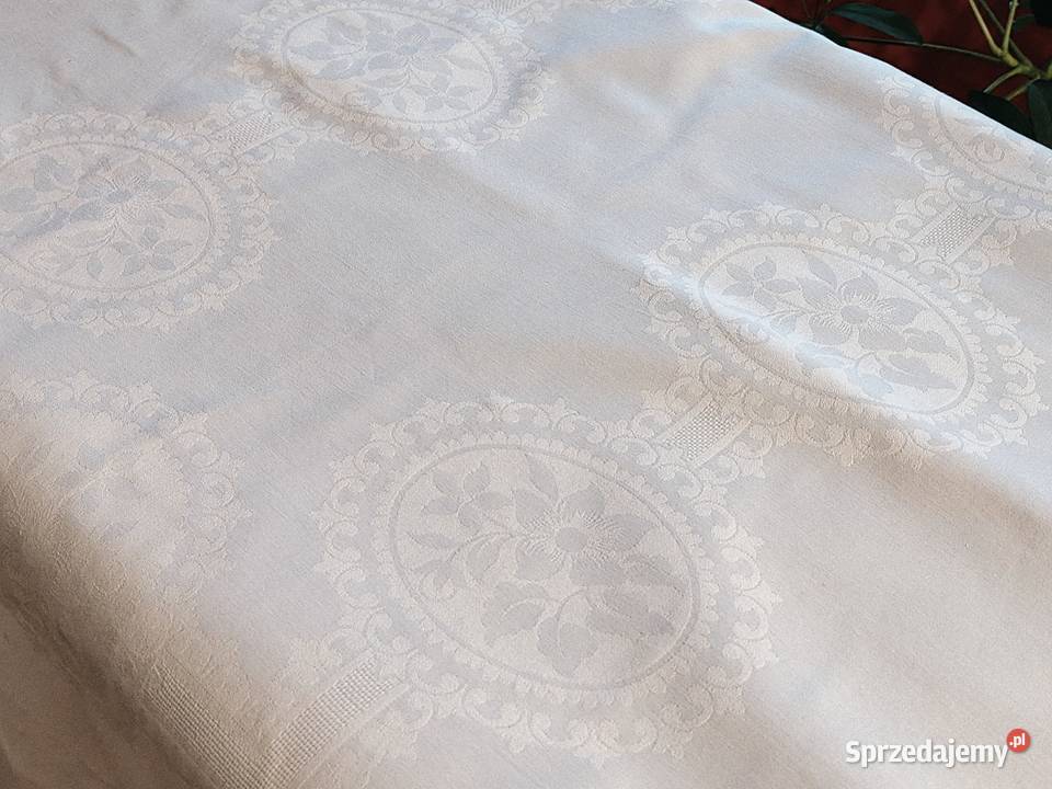Obrus biały bawełna PRL Legnica