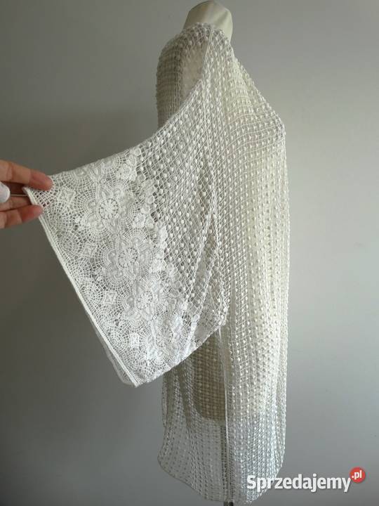 Kimono Tunika Plażowa Ażurowa Szydełkowa Kremowa Reserved Łomża sprzedam