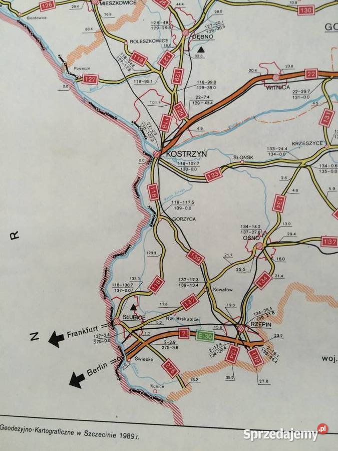 2537 Mapa Sieci Dróg Krajowych Woj Koszalinskie Szczecin