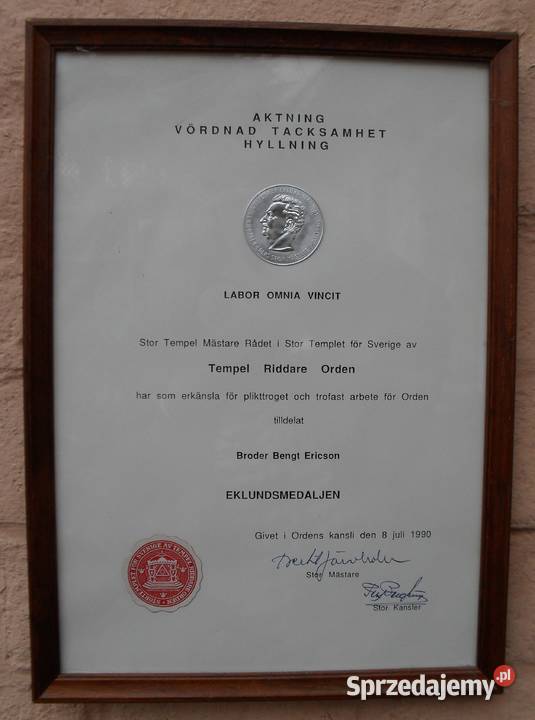 Srebrny Medal Templariuszy zasługi zakonu Warszawa