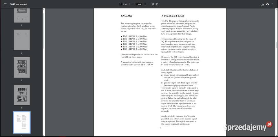 Końcówki mocy radiowęzłowe Philips SQ45 Made in Puławy sprzedam