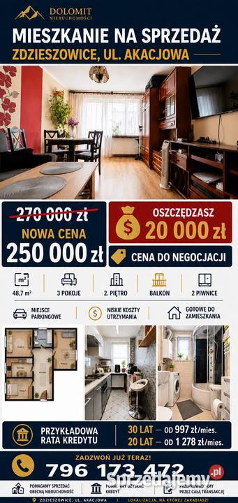 Mieszkanie 49m2 Zdzieszowice sprzedam