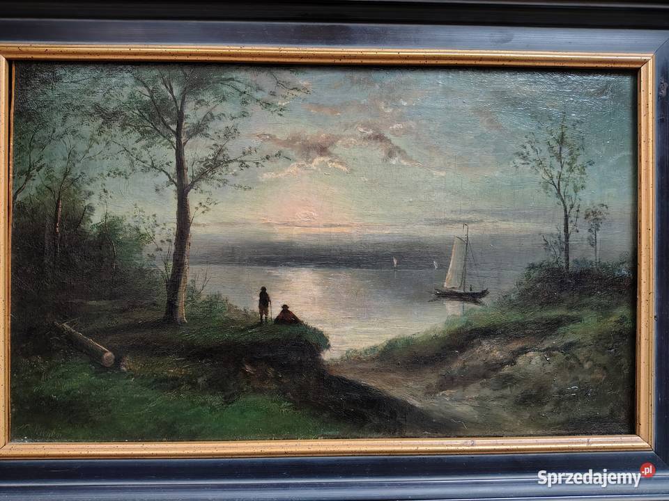 Stary obraz olejny na płótnie 19 wiek