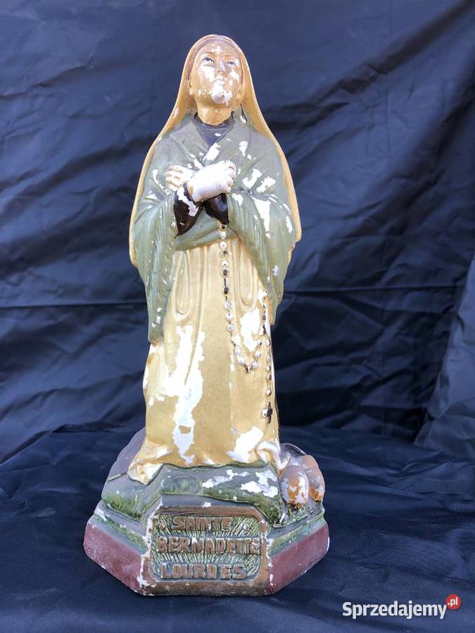 Sygnowana Stara figurka gipsowa Lourdes Łowicz