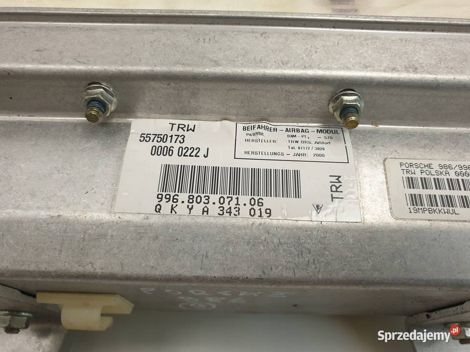 Porsche Boxster 986 PODUSZKA POWIETRZNA pasażera Rudka