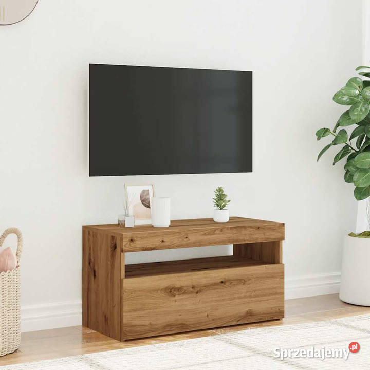 Szafka pod TV z oświetleniem LED dąb artisan Warszawa