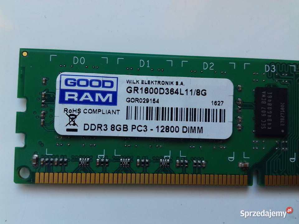 GoodRam DDR3 8GB PC3 12800 1600Mhz CL11 Sprawna Bydgoszcz sprzedam